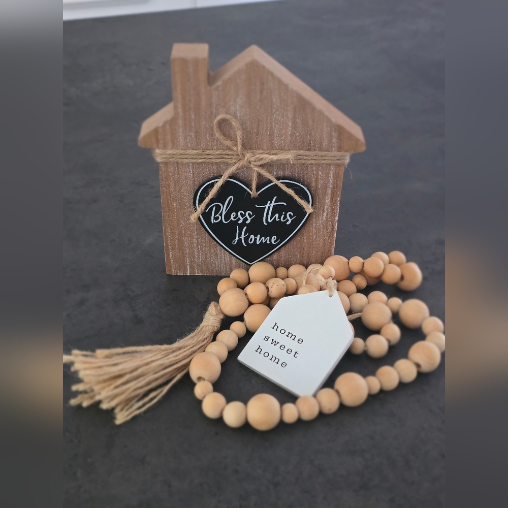 Wooden Home Decor Set with Beads